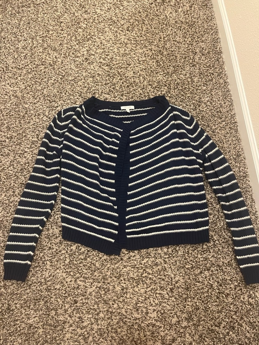 dELiA*s Navy and White Striped Cropped Cardigan
